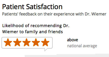 5 Star HealthGrades Rating Healthgrades Testamonials show a 5 star rating for Dr David Wiemer at Shelton Dental Center in Shelton, CT 203-924-8922